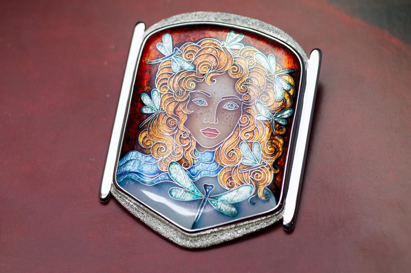 Cloisonne enamel Pendant, Handmade silver, wearable art