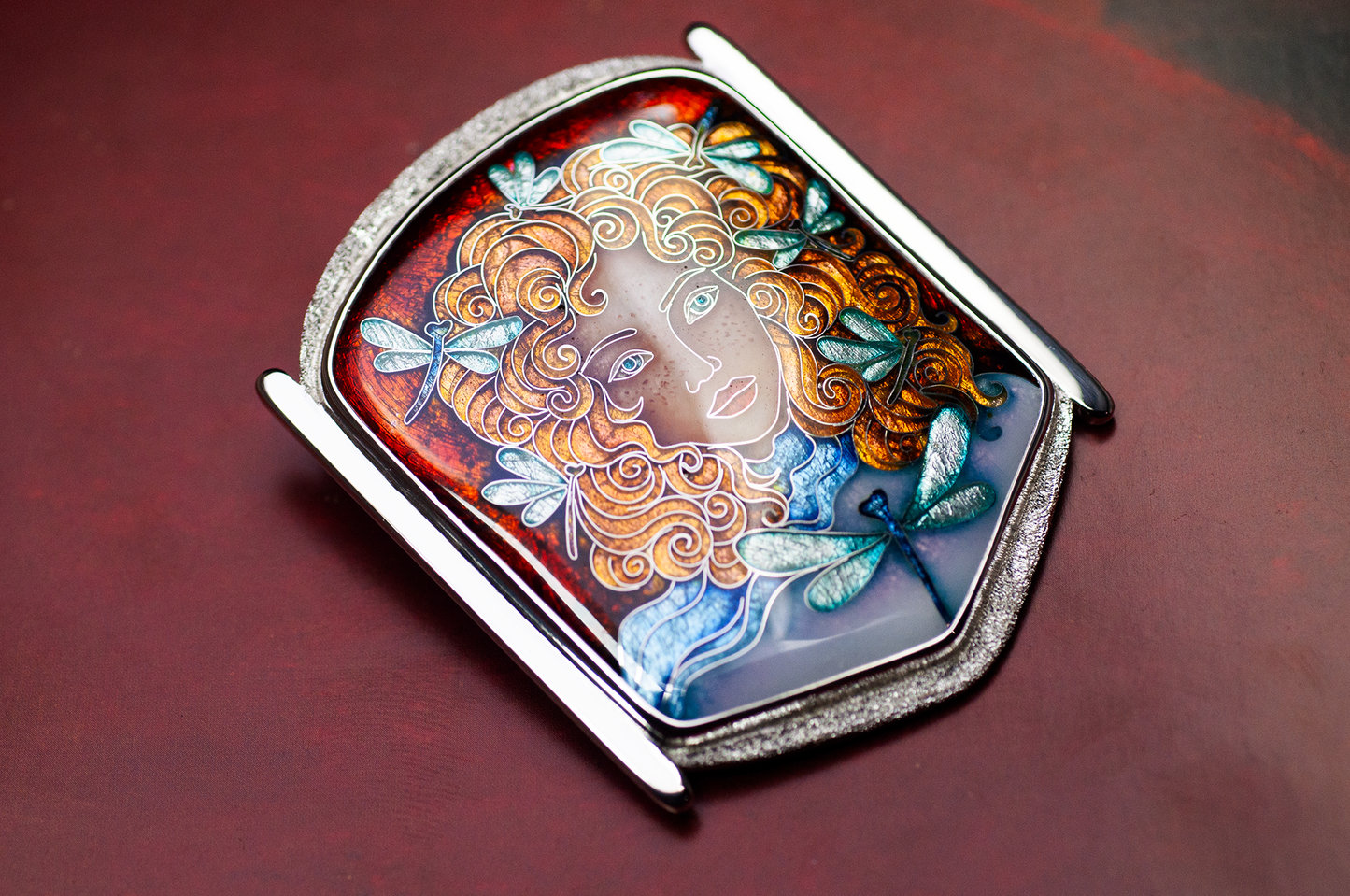 Cloisonne enamel Pendant, Handmade silver, wearable art