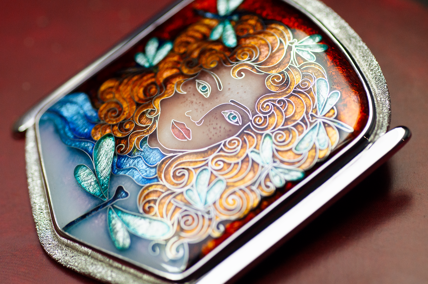 Cloisonne enamel Pendant, Handmade silver, wearable art