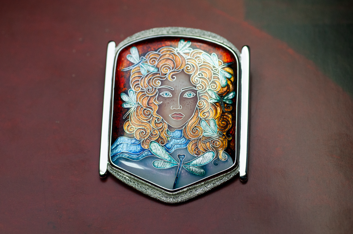 Cloisonne enamel Pendant, Handmade silver, wearable art